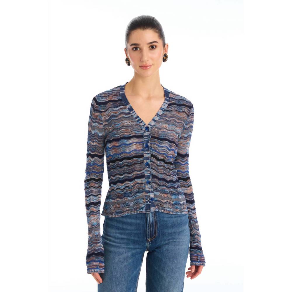 Allison NY Blue Patterned Women's Cardigan